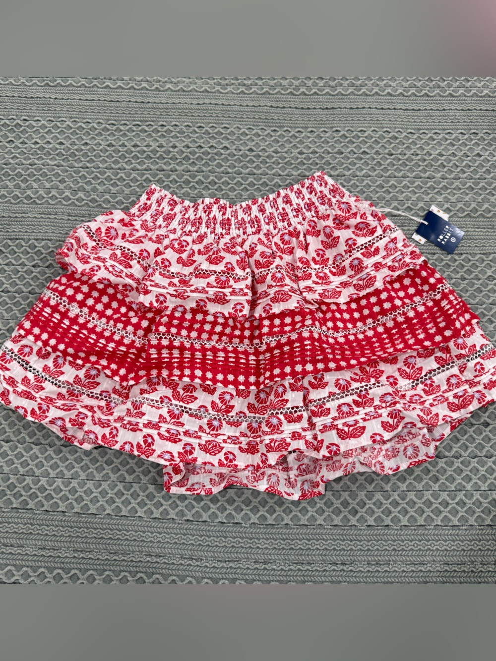 Roller Rabbit Red and White Floral Ruffle Diaper Cover